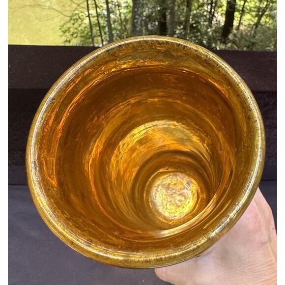 Gold Czech Bohemia Egermann Blown Glass Hand Painted Gold Gilt Vase - Picture 7 of 13